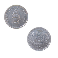 old coins of the Argentina. isolated on a white backgroun