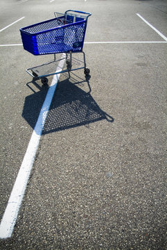 large shopping cart in parking lot
