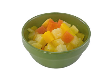 tropical fruit salad on white