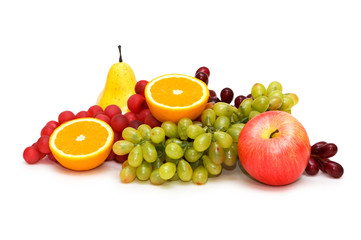 Various fruits isolated on the white background