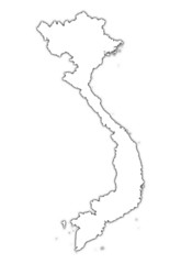 Vietnam outline map with shadow.