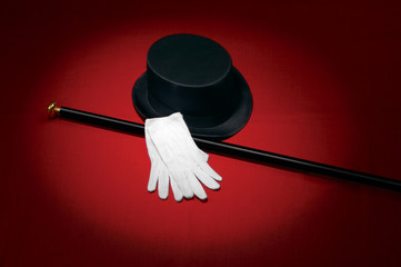 Top hat, white gloves & cane