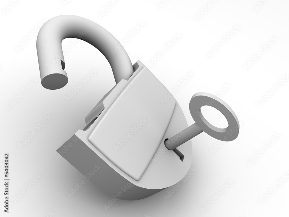Poster Padlock with keys. 3d