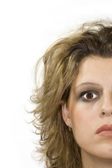 grief portrait of young women on white background