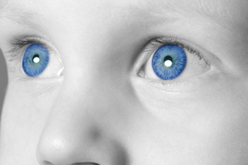 Close up of a child's eyes.