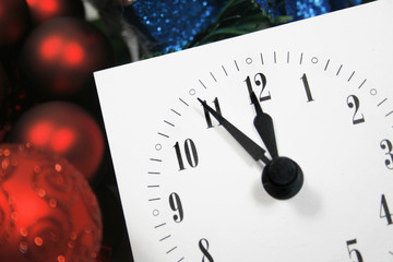 Clock counting down to midnight on New Year