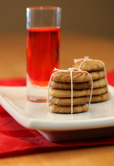 Butter cookies and juice for an afternoon snack