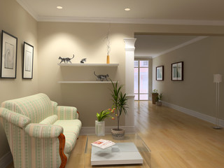 modern open interior (3D rendering)