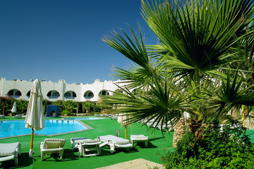 Small Egyptian hotel with swimming pool