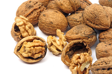 Walnuts isolated on white