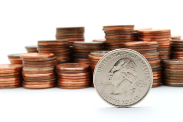 quarter and pennies