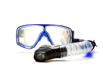 An isolated shot of a snorkeling equipment
