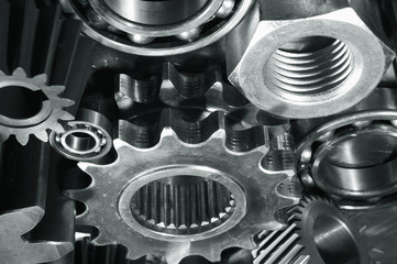 gears and bearings in dark toning