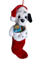 Dalmation puppy in a stocking Christmas orniment.