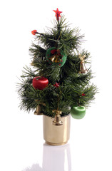 decorated Christmas tree with gold bells  