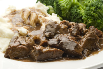 angus beef pot roast with gravy mashed potatoes and broccoli