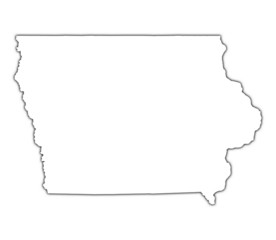 Iowa (USA) outline map with shadow.