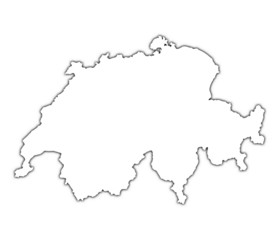 Switzerland outline map with shadow.