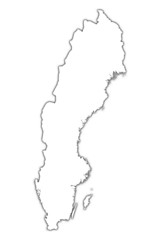 Sweden outline map with shadow.