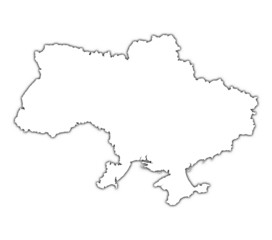 Ukraine outline map with shadow.