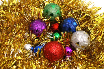 Christmas toys with gold scarf