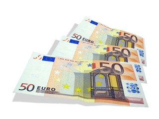 50 Euroscheine, gefächert