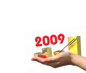 Goldstatistik 2009 in der Hand