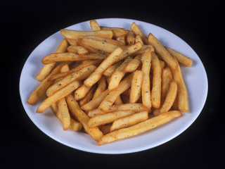 Fries on a white plate