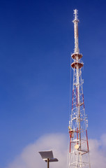 big metallic antenna, tv radio communication tower