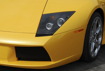 Yellow front corner of sportscar