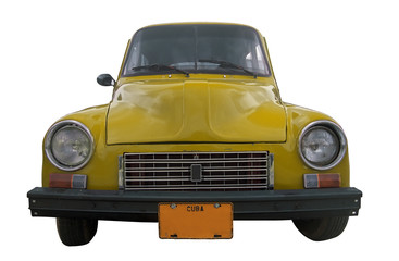 classic yellow retro car isolated - cuba 