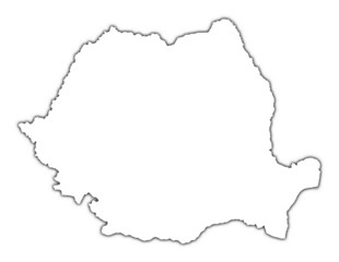 Romania outline map with shadow
