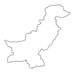 Fototapeta premium Pakistan outline map with shadow