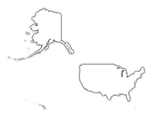 United States outline map with shadow