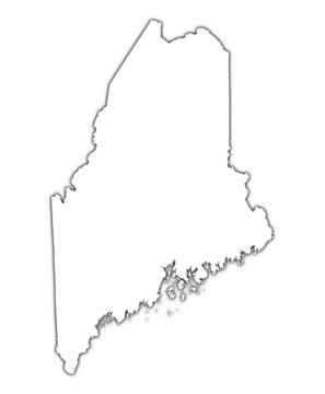 Maine (USA) outline map with shadow