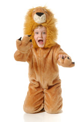 The boy in a fancy dress of a lion
