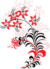 red and black flower ornament