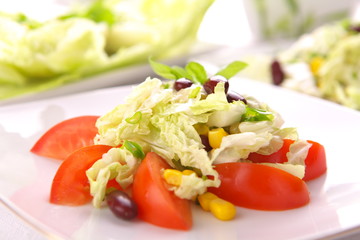 Fresh tomato salad with corn and basil