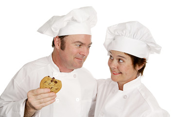 A male and female chef.  