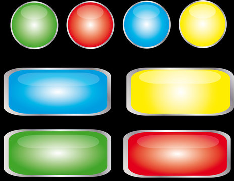 boutons 04 couleurs rond + rectangle fond noir