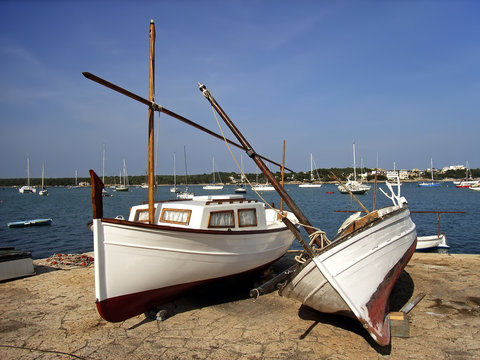 Typical llaut boats in Majorca (Balearic Islands - Spain)