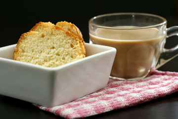 an afternoon snack of cake and coffee