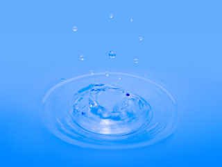 Water drops, blue background