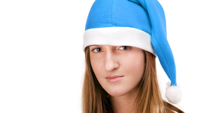 Girl in santas hat
