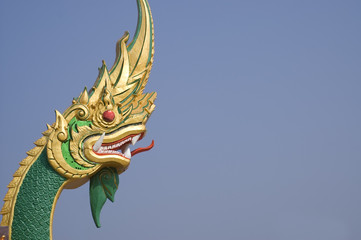 closeup of traditional serpent head from Thai Buddhist Temple