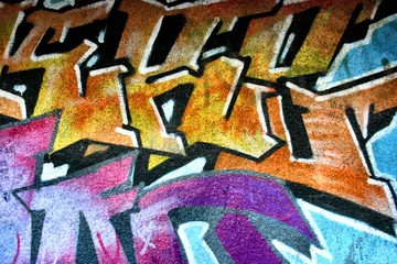 Photo sur Aluminium Graffiti City wall texture - graffiti art abstract background