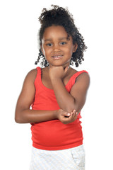 Adorable girl thinking a over white background