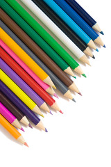 colour pencils isolated on white paper background
