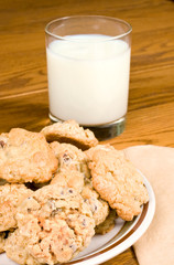 Oatmeal Chocolate Chip cookies and milk 