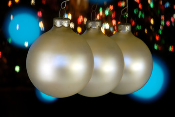 Three Plain White Retro Christmas Ornaments